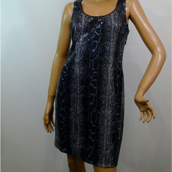 Sequined Python Print Cut Out Party Dress - Picture 2 of 8